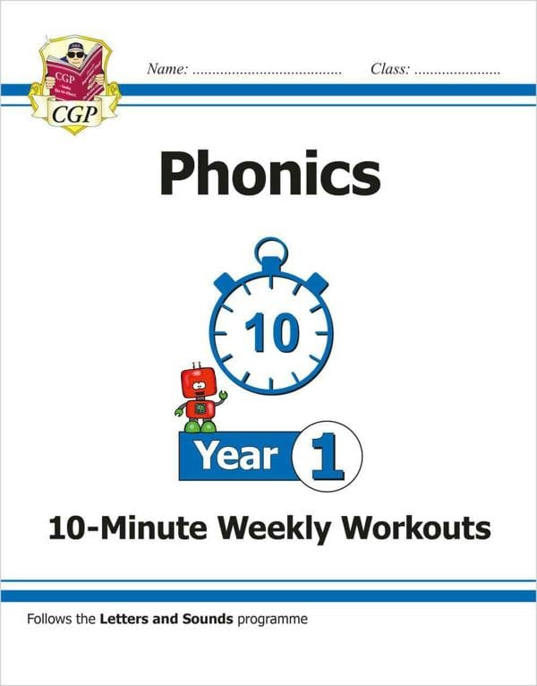 CGP KS1 Year 1 10-Minute Weekly Workout Bundle – Ages 5-6 (Maths, English, Phonics, Handwriting)
