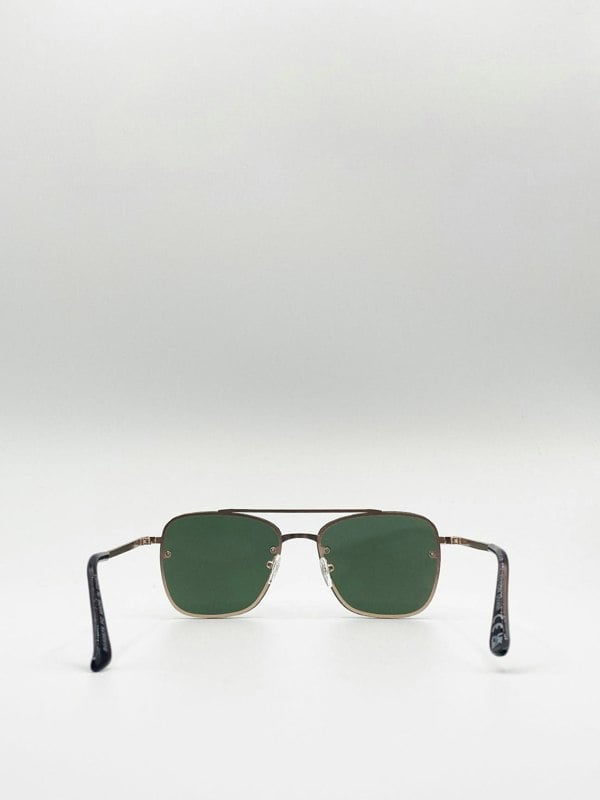 SVNX Metal Frame Square Aviator Style Sunglasses