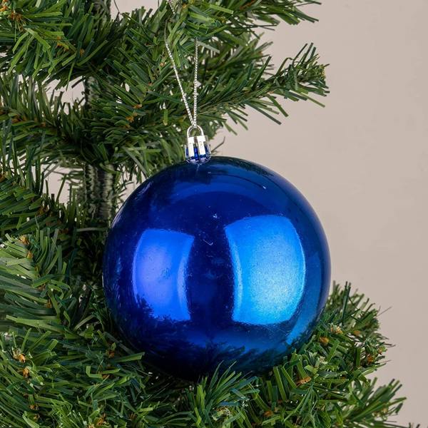 Shatchi Blue Shatterproof Christmas Baubles Pack of 3 or 6, 10cm Festive Tree Decorations