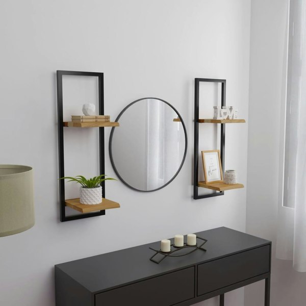 Berkfield Wall Shelves 2 pcs 25x25x75 cm Solid Wood Acacia and Steel
