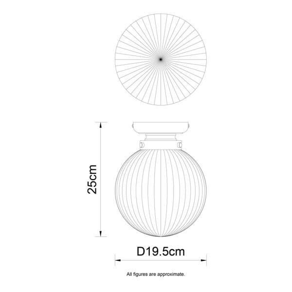 COSYLYTE Finley Bathroom Ribbed Glass Ceiling Light
