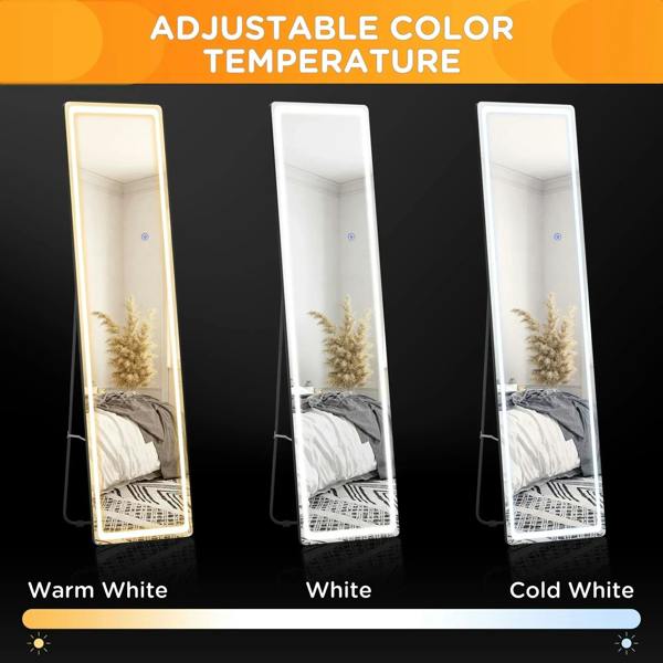 LED mirror with adjustable color temperature, black frame and bright illuminated border