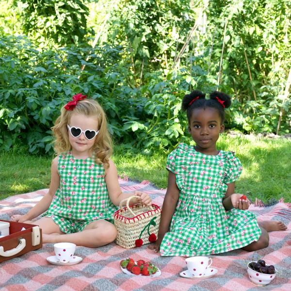 Rachel Riley Cherry Check Scalloped Top & Short Set