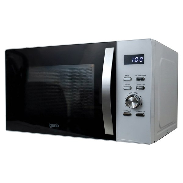 igenix Digital Microwave, 25 Litre, 60 Min Timer, Air Fryer Function, 850W, White, IGMC02580W
