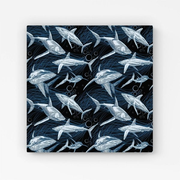 Warren Reed Hand Drawn Shark Pattern Canvas