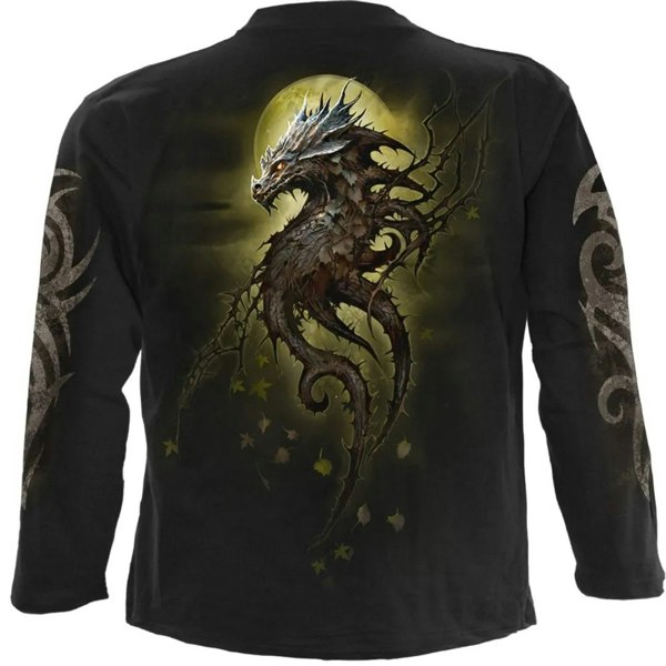 Spiral Direct Unisex Adult Oak Dragon Long-Sleeved T-Shirt - Black