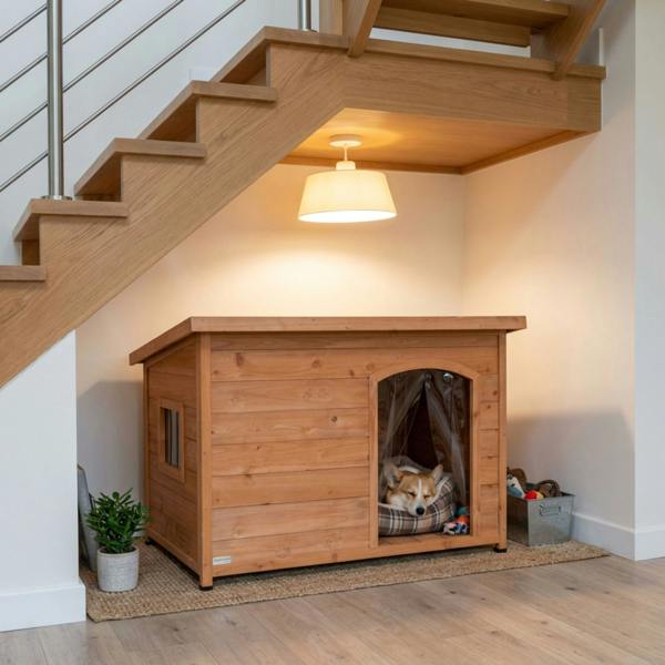 Samuel Alexander Large Wooden Indoor Dog House & Pet Den with Window