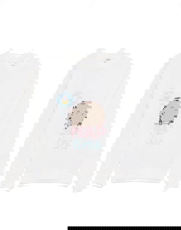 Pusheen Girls Blue Pusheen The Cat Long Sleeve Short Leg Pyjama Set