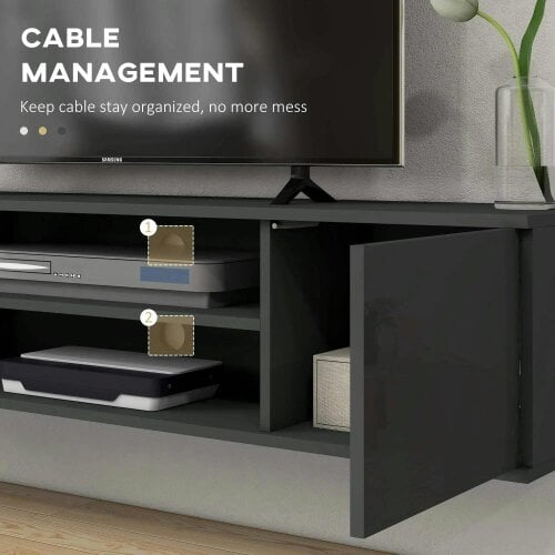 Bobobiy Floating TV Stand Cabinet for TVs up to 60", Wall Mounted TV Unit with Open Shelf, Storage Cupboards & Cable Management for Living Room, Grey
