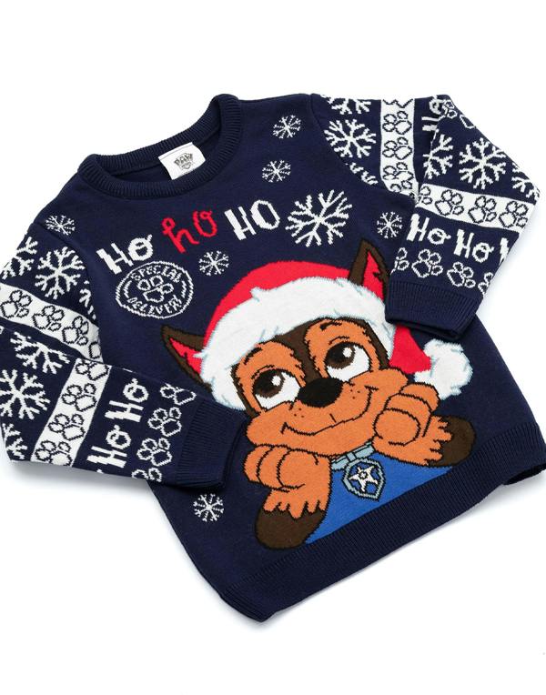 Paw Patrol Boys Blue Chase Christmas Jumper