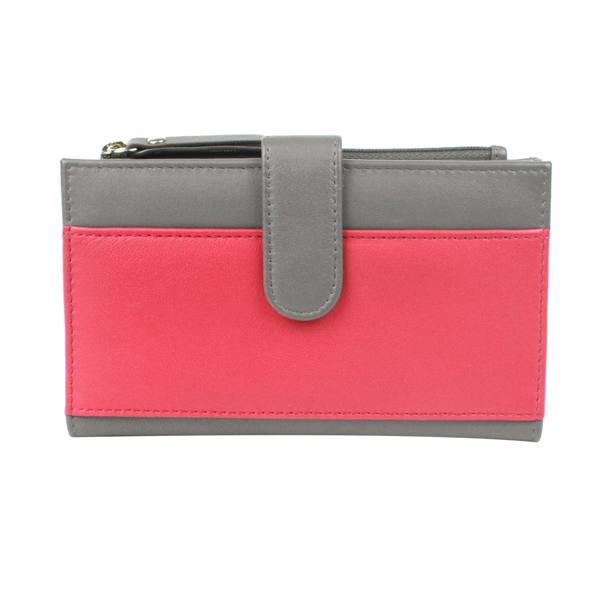 Eastern Counties Leather Womens/Ladies Mae Leather Purse - Grey/Watermelon - 