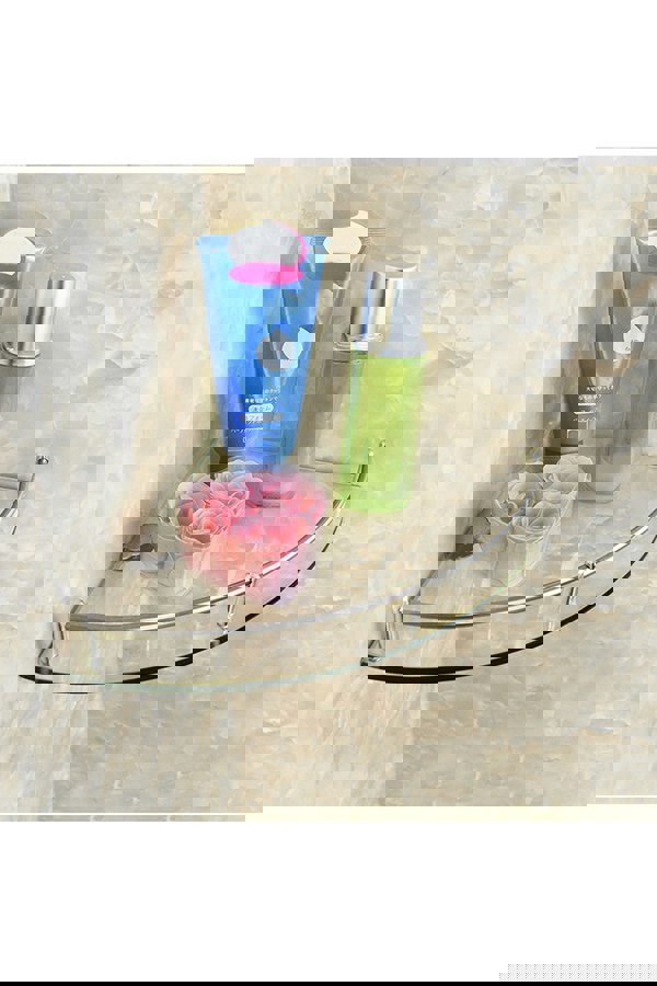 Living and Home Single Layer Bathroom Glass Bathtub Shower Triangle Shelf Storage Rack, Modern Style Glass Bathroom Storage Rack Glass Corner Shelf