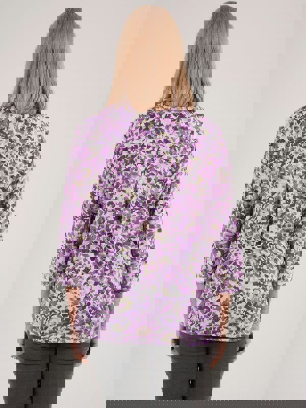 TIGI-Wear Artistic Floral Notch Neck Top