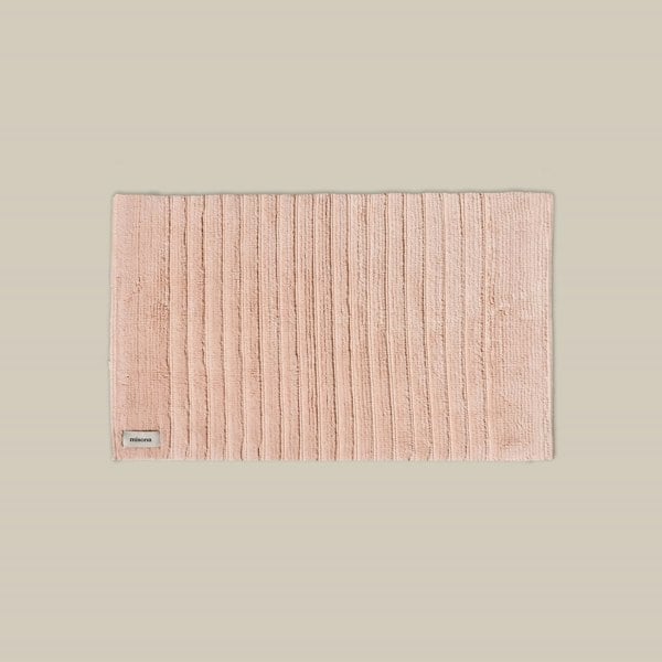 Blush pink organic cotton bath mat, thick luxury bathroom mat