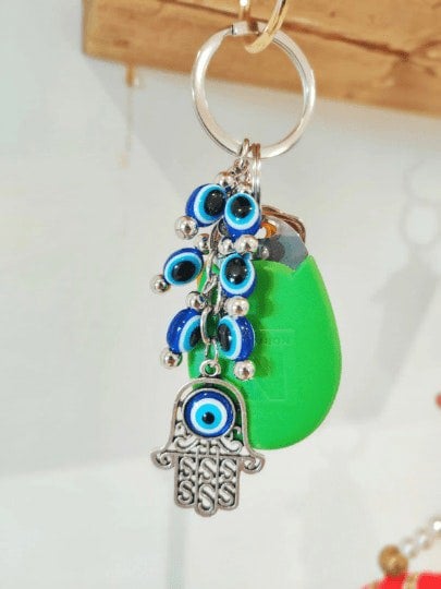 The Colourful Aura Hamsa Hand Turkish Protection Greek Evil Eye Nazar mal de ojo Keyring