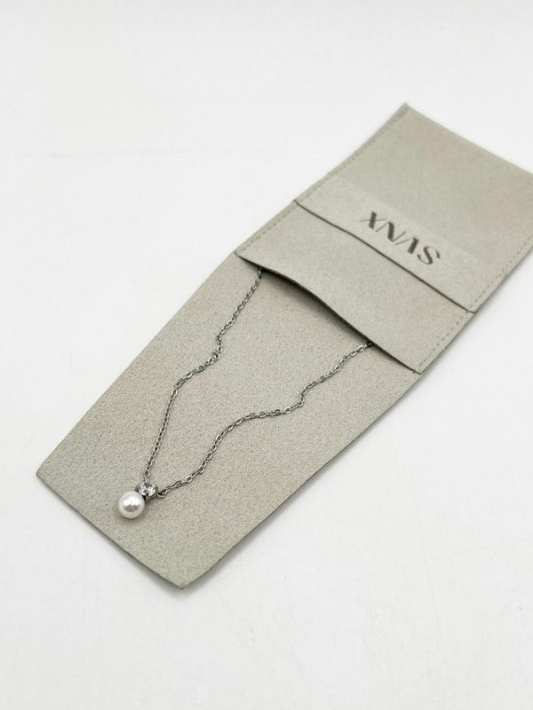 SVNX Mini Pearl Diamante Necklace in Silver Colour