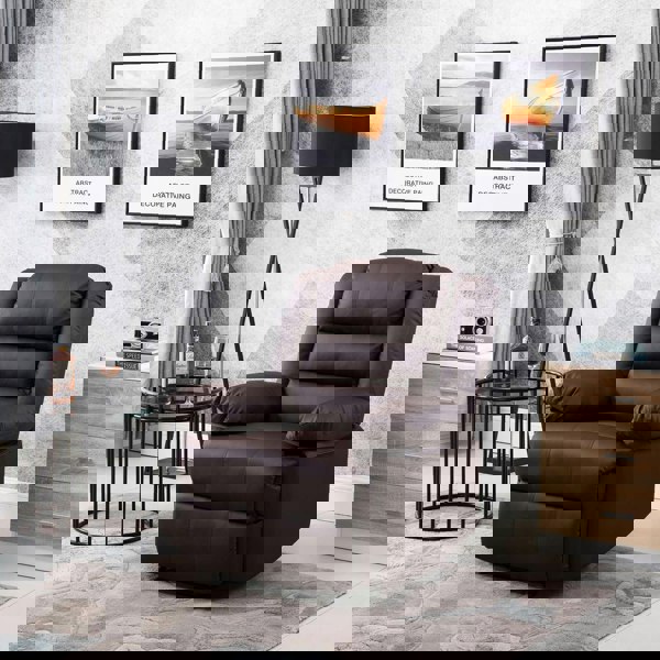 SQUAREBOXX Lisbon Home Lounge Leather Manual Recliner Armchair in Brown