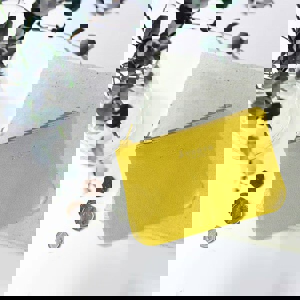 Assots London 'Poppy' Yellow Full Grain Leather Zip Top Coin Purse