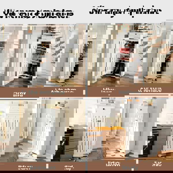 Levede Shoe Cabinet 5-Tier Door Entryway Storage Rack Organizer Cupboard White