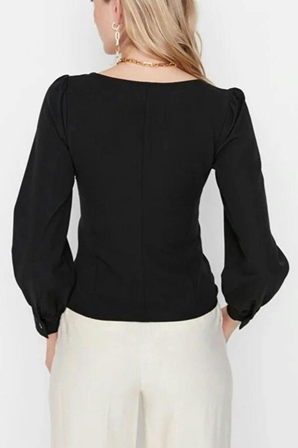 WOVCOR Woven Blouse with Gathered Detail
