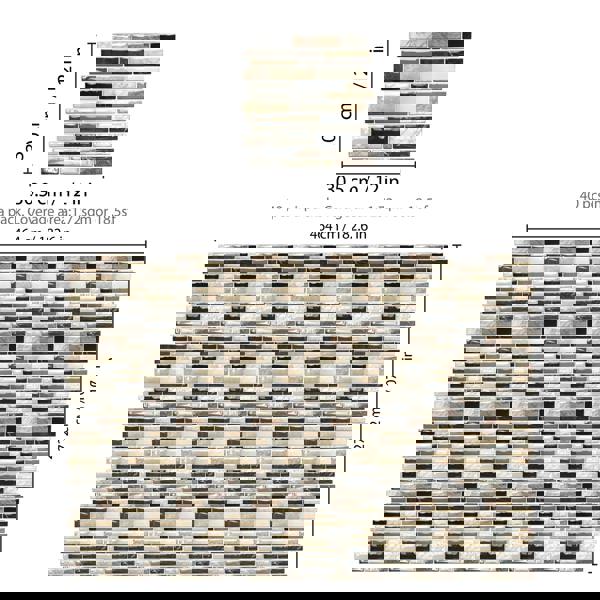 WT3D1825 - Brown Stone Glossy Mosaic 3D Tile Sticker 30.5 x 30.5cm (12 x 12 in) - 10pcs in a pack