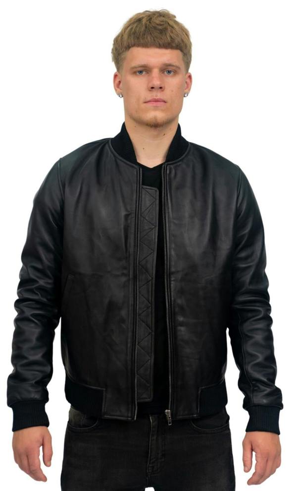 Infinity Leather Mens Retro Varsity Leather Bomber Jacket-Pretoria