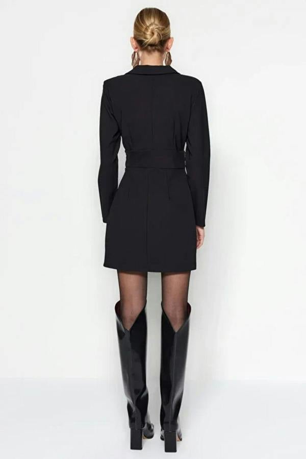 Hoxton Gal Button-Detail Woven Mini Blazer Dress