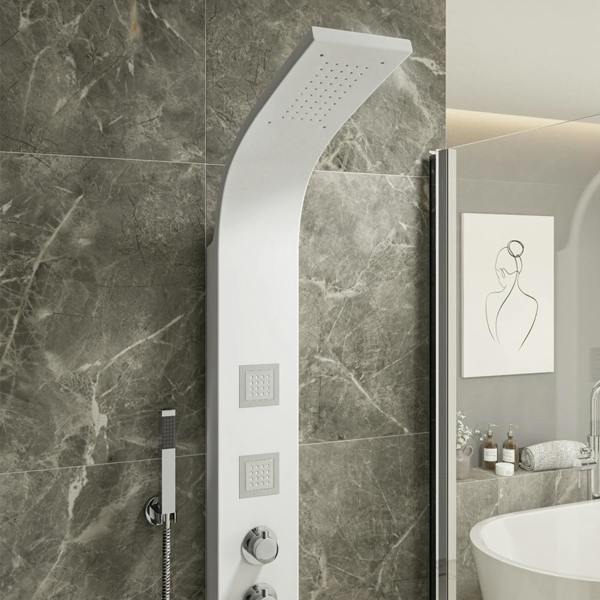 Flode Lulia | Thermostatic Shower Panel | Including 3 Inset Body Jets | White