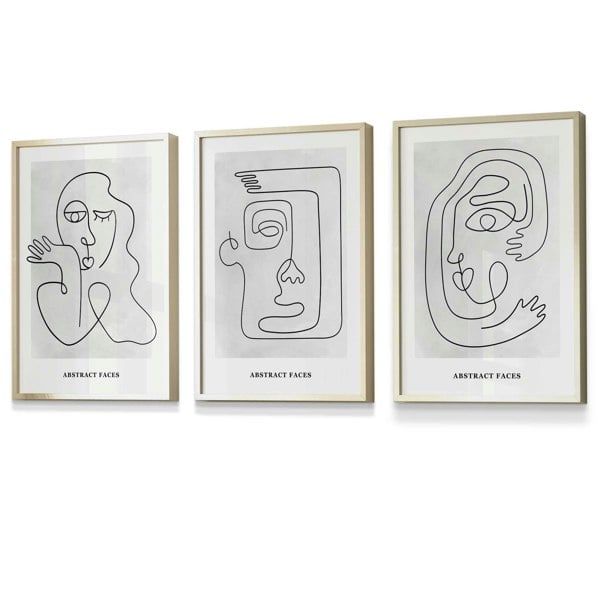 Picasso Style Grey Abstract Faces Framed Wall Art Prints | Artze Wall Art UK