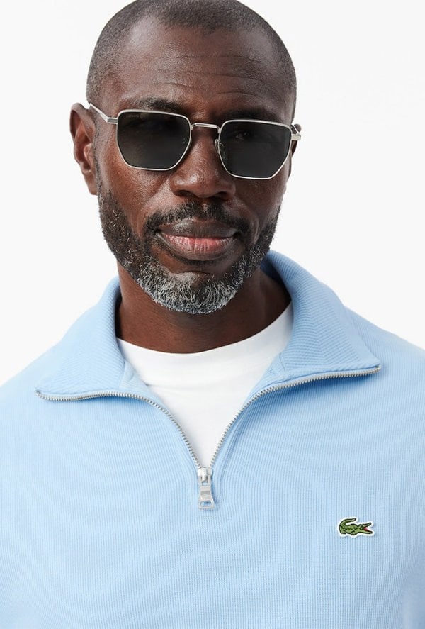 Lacoste Men's Zip-Up High Neck Interlock Sweatshirt - Blue