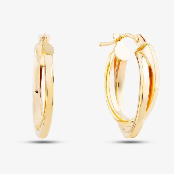 T. H. Baker 9ct Yellow Gold Double Oval Hoop Earrings ER383