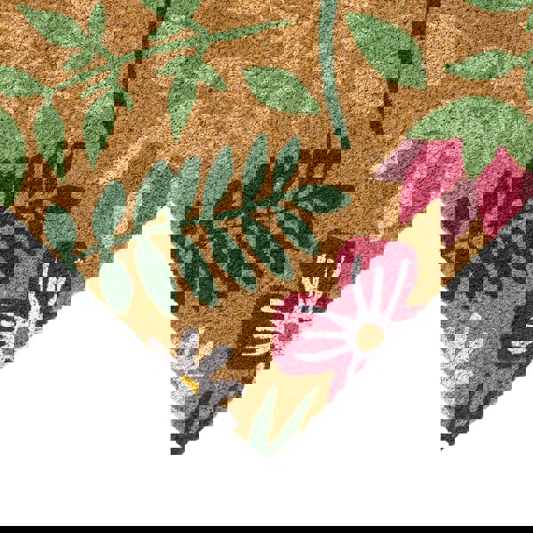 JVL Eco-Friendly Latex Backed Coir Entrance Doormat, 45x75cm - Flowers