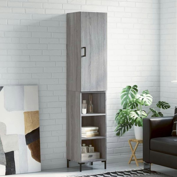 Berkfield Highboard Grey Sonoma 34.5x34x180 cm Engineered Wood