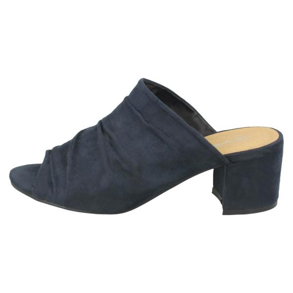 Anne Michelle Ladies Anne Michelle Mid Heel Rouched Vamp Mules