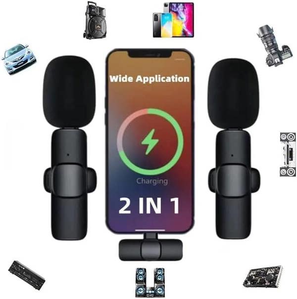 Dragodirect Portable Wireless Lavalier Microphone Duo – 2.4GHz Mini Clip-On Mics for Video & Interview