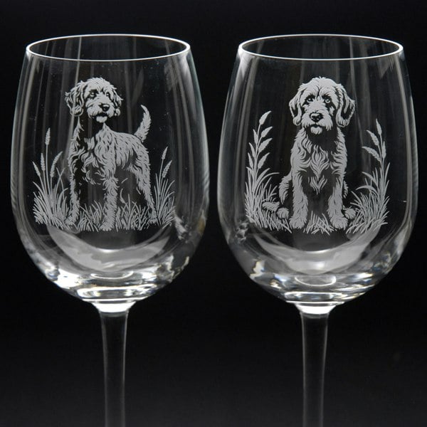 Glyptic Glass Art Cockapoo Dog Crystal Wine Glass - Hand Etched/Engraved Gift