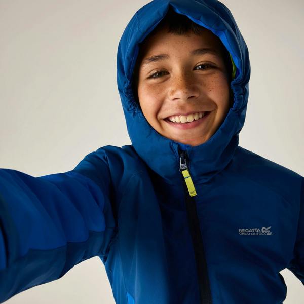 Regatta Kids Hillain Lined Waterproof Jacket - Aviator Blue/Olympian Blue