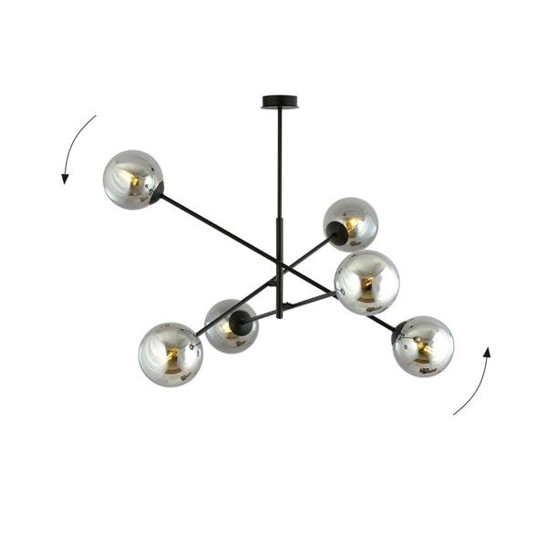 Emibig LINEAR Pendant lamp 6 x E14 Black with Graphite Shade