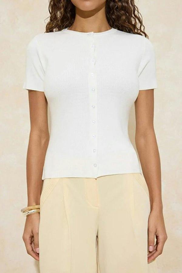 WOVCOR Crew Neck Thin Knit Blouse