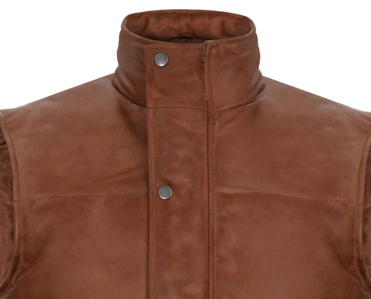 Infinity Leather Mens Puffer Warmer Waistcoat Sleeveless Padded Leather Jacket