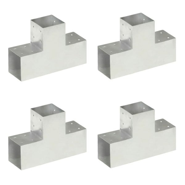 Berkfield Post Connectors 4 pcs T Shape Galvanised Metal 101x101 mm