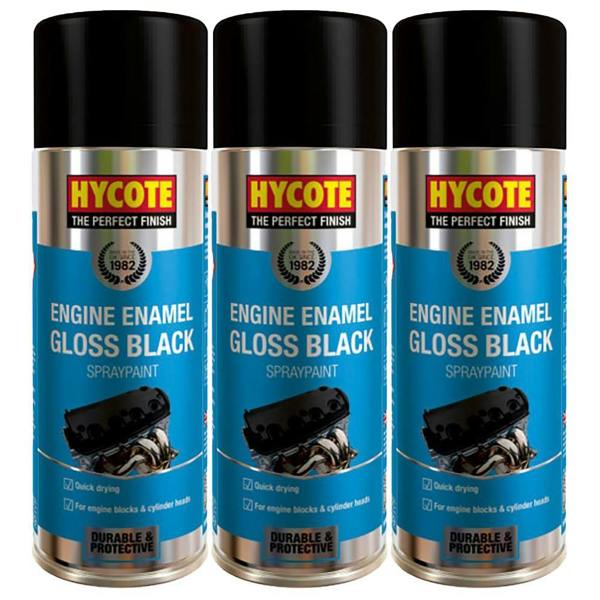 Hycote 3X Hycote Gloss Black Engine Enamel Spray Paint 400ml