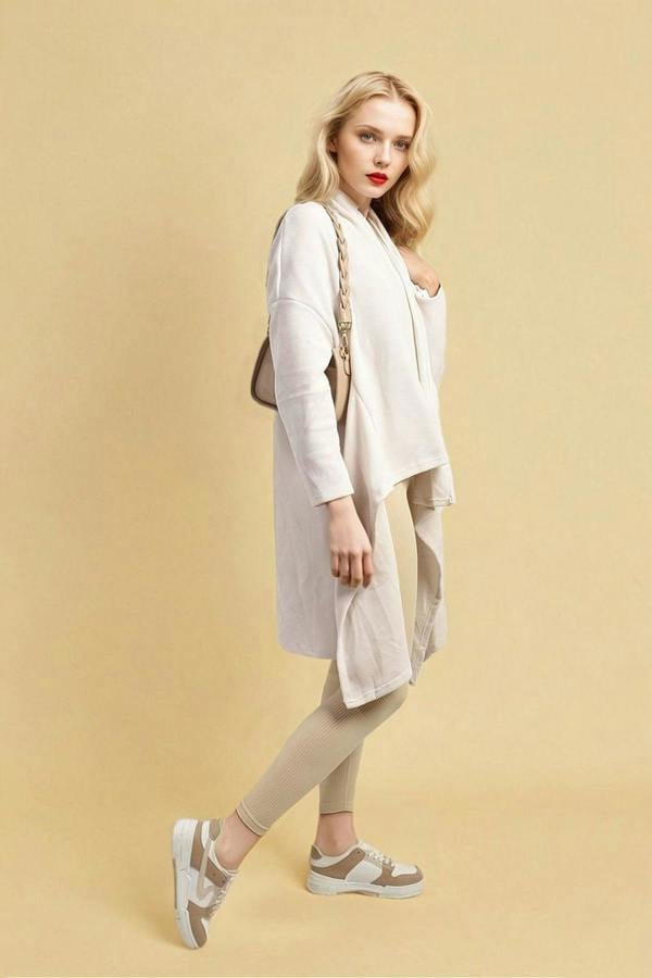 Lydia Open Front Long Back Knitted Cardigan - White