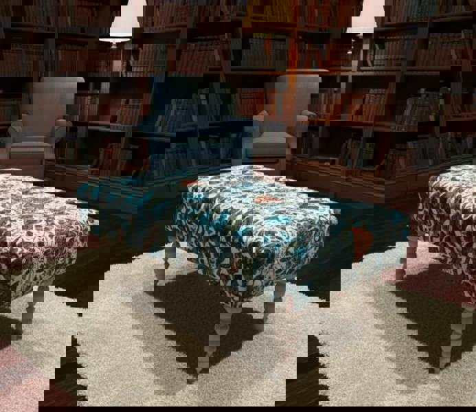 Premium Peacock Green Floral Footstool Ottoman Pouffe for UK homes - ISTOOLS