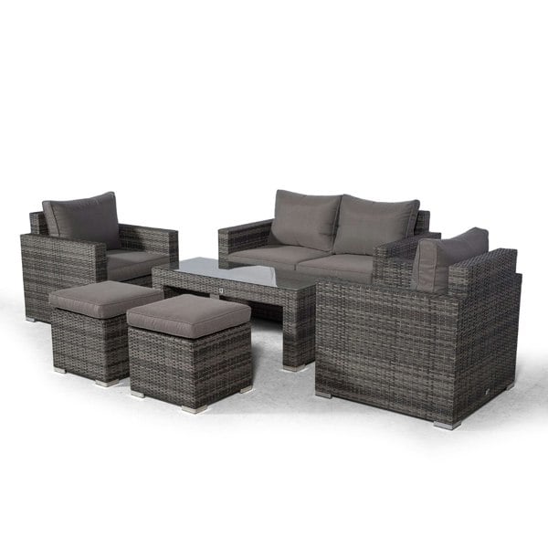 Giardino Sydney 4 Seater Rattan Sofa Set with Coffee Table and 2 Stools