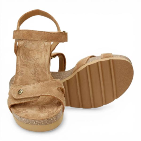 Panama Jack Julia B74 - Women's Wedge Bark Brown Suede Leather Sandals