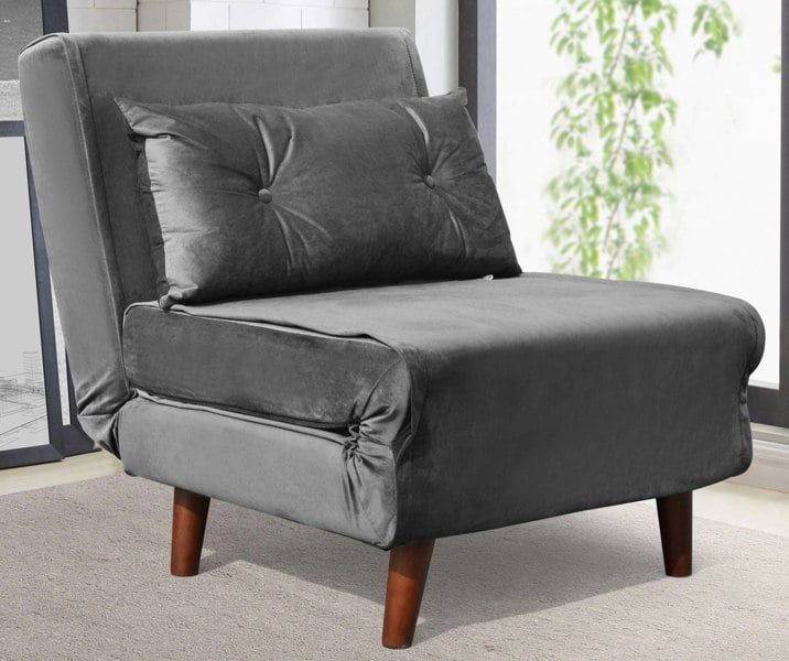 Comfy Living Rhodes Plush Velvet Pull Out Chair Bed