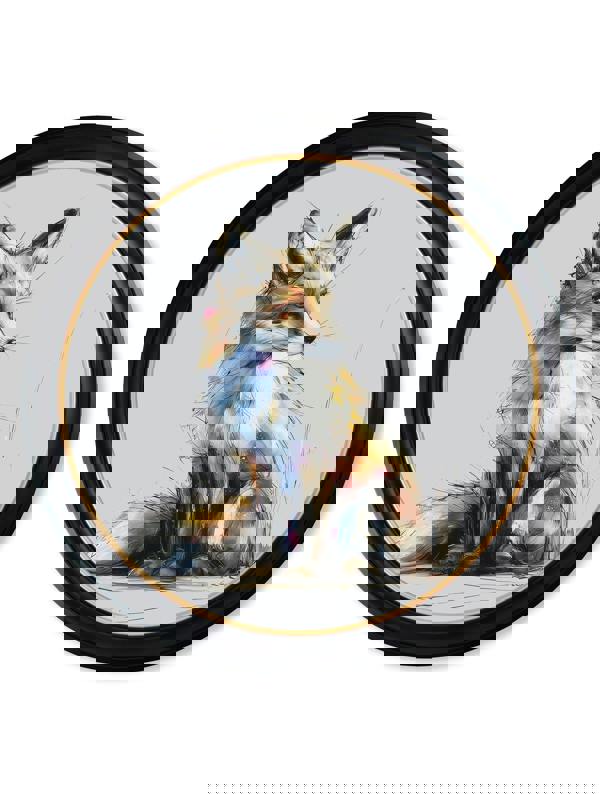 Exceptional Art Little Fox Cosy Sketch - Oxford round frame