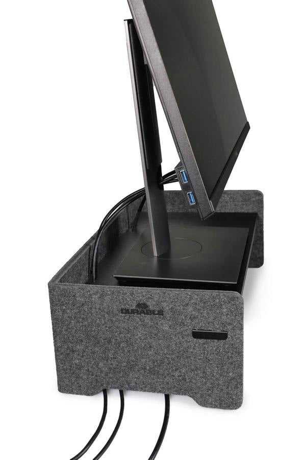 Durable Premium Felt Monitor Riser Laptop Stand | Height-Adjustable Shelf | Teal