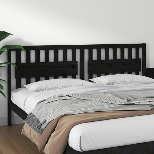 Berkfield Bed Headboard Black 205.5x4x100 cm Solid Wood Pine